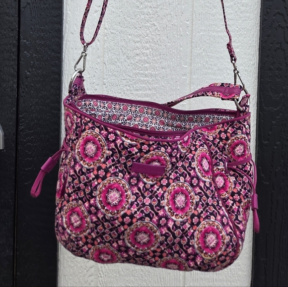 Vera Bradley Raspberry Medallion Glenna Hobo Cotton Satchel Shoulder Bag - Picture 13 of 15